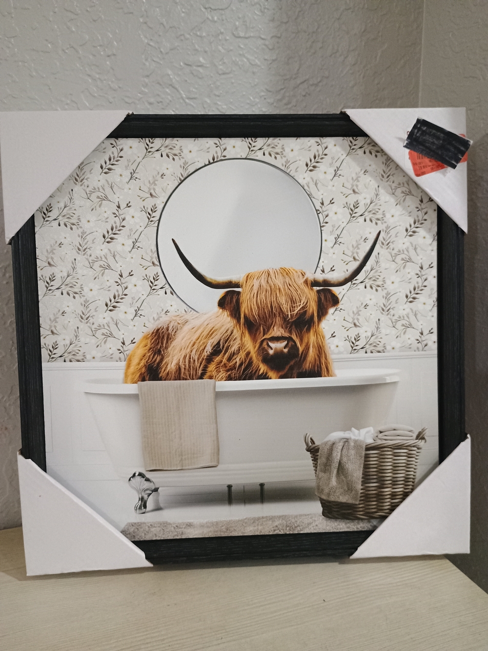 Highland Cow Bath Framed Wall Art - Black